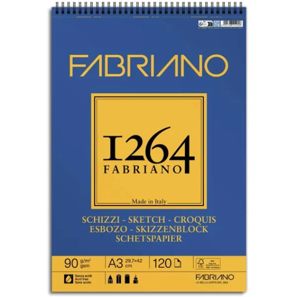 ΜΠΛΟΚ ΣΠΙΡΑΛ A3 F-1264 90GR SKETCH 120Φ FABRIANO