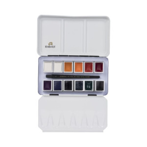 ΣΕΤ REMBRANDT WATERCOLOUR METAL TIN OPAQUE WHITE MIXING COLOUR SELECTION | 12 PANS - BRUSH