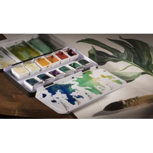 ΣΕΤ REMBRANDT WATERCOLOUR METAL TIN OPAQUE WHITE MIXING COLOUR SELECTION | 12 PANS - BRUSH