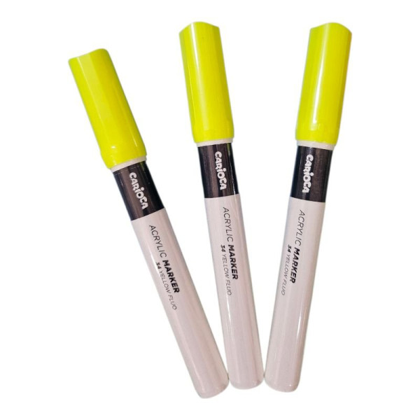 ΜΑΡΚΑΔΟΡΟΙ 2ΜΜ ΑΚΡΥΛΙΚΟΙ CARIOCA ΚΙΤΡΙΝΟ FLUO ΓΙΑ ΟΛΕΣ ΤΙΣ ΕΠΙΦΑΝΕΙΕΣ