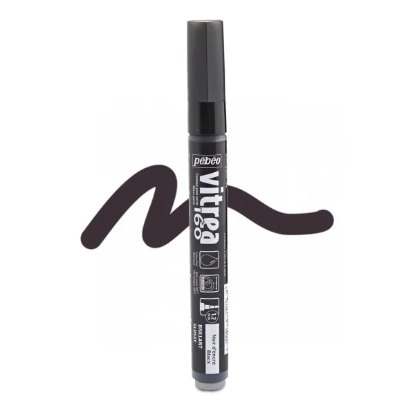 ΜΑΡΚΑΔΟΡΟΣ ΓΥΑΛΙΟΥ ΜΕ ΒΑΣΗ ΤΟ ΝΕΡΟ Glossy Ink Black 1,2mm VITREA