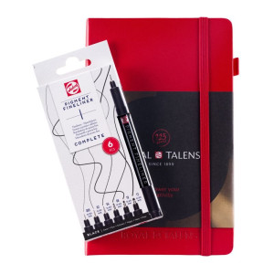 TALENS PIGMENT FINELINER SET 6 RULED JOURNAL 13X21 CM