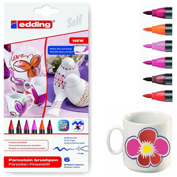 ΣΕΤ ΜΑΡΚΑΔΟΡΟΙ-ΠΙΝΕΛΟ ΠΟΡΣΕΛΑΝΗΣ 1-4mm WARM COLORS 6ΤΕΜ