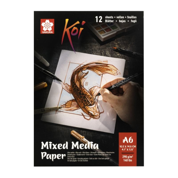 SAKURA KOI MIXED MEDIA PAPER A6 290G 12 SHEETS FSCM70