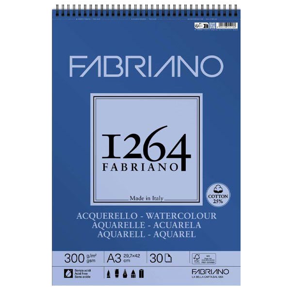 ΜΠΛΟΚ FABRIANO Α3 1264 Watercolour 25% ΒΑΜΒΑΚΙ ΓΙΑ ΑΚΟΥΑΡΕΛΑ