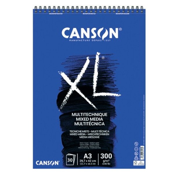 ΜΠΛΟΚ ΣΠΙΡΑΛ CANSON XL MIX MEDIA A3 300GR 30Φ