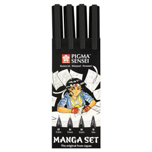 MANGA PIGMA  SET, 4ΤΕΜ. ΜΑΥΡΟ ΧΡΩΜΑ(0.3MM-0.4MM-0.6MM-1MM)