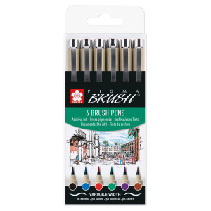 ΜΑΡΚΑΔΟΡΟΣ PIGMA MICRON BRUSH BASIC ΣΕΤ 6 ΧΡΩΜΑΤΑ