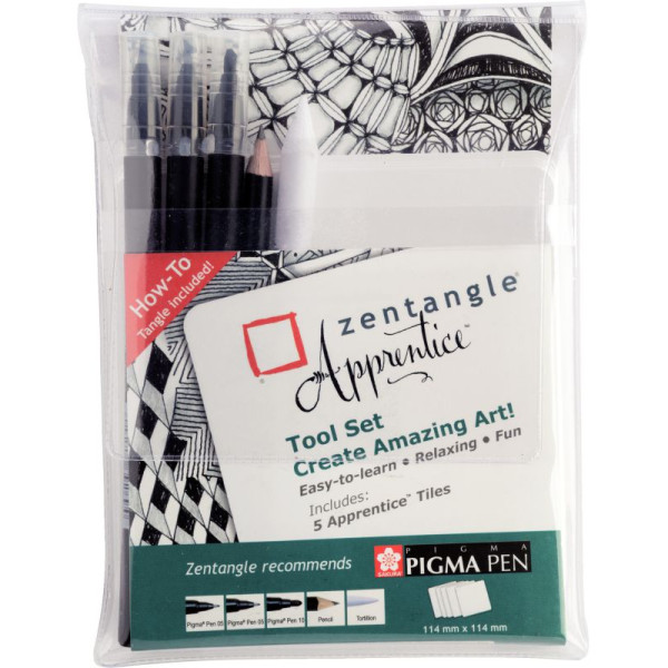ΣΕΤ ΕΡΓΑΛΕΙΑ ZENTANGLE ΚΑΙ 5 ΠΛΑΚΙΔΙΑ WHITE