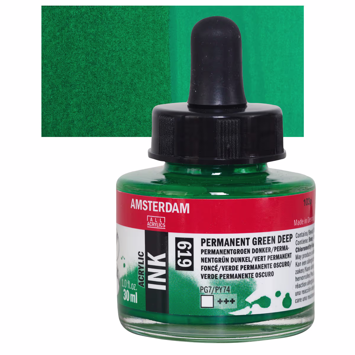 ΜΕΛΑΝΙ INK AMSTERDAM 30ml 619 PERMANENT GREEN DEEP